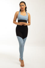 Ronde ou Fleur Leggings in Cyan and Black