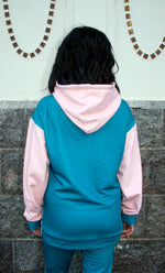 Color Block Unisex Hoodie in Harbor Blue