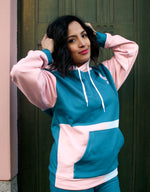 Color Block Unisex Hoodie in Harbor Blue