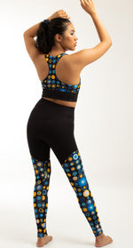 Cosmic Polka Sports Leggings in Black