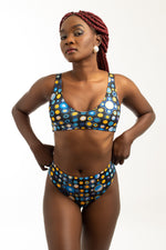 Cosmic Polka Recycled High-Waisted Bikini in Black