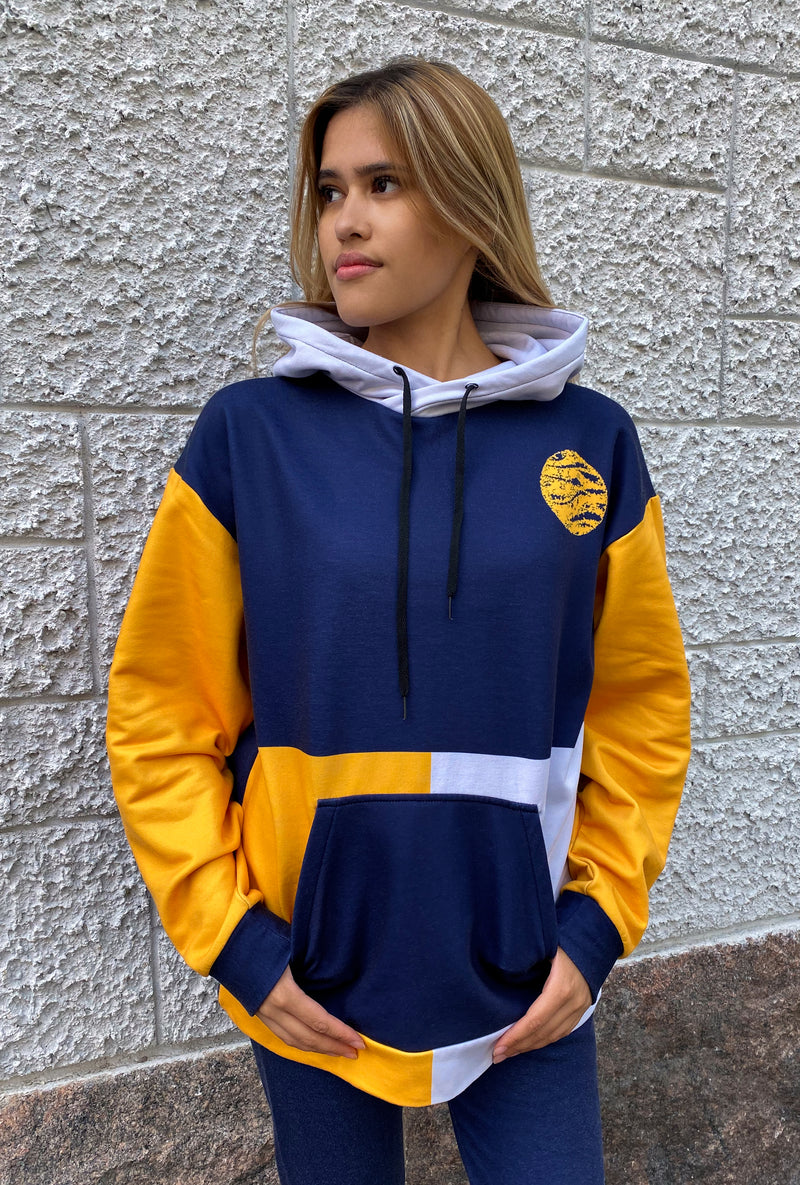 Color Block Unisex Hoodie in Navy
