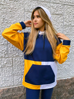 Color Block Unisex Hoodie in Navy