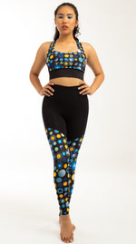 Cosmic Polka Sports Leggings in Black